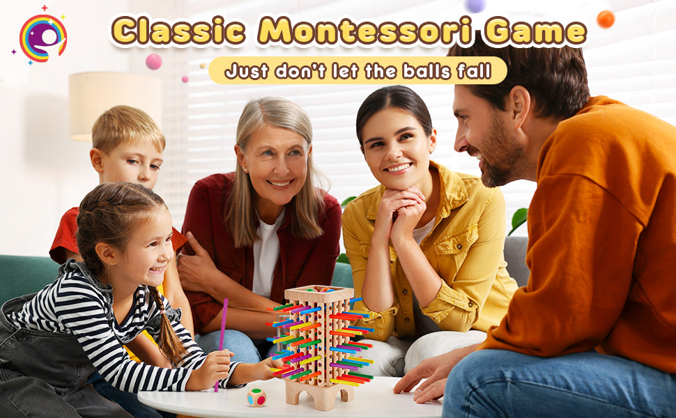 Montessori Stick Drop Tower Game