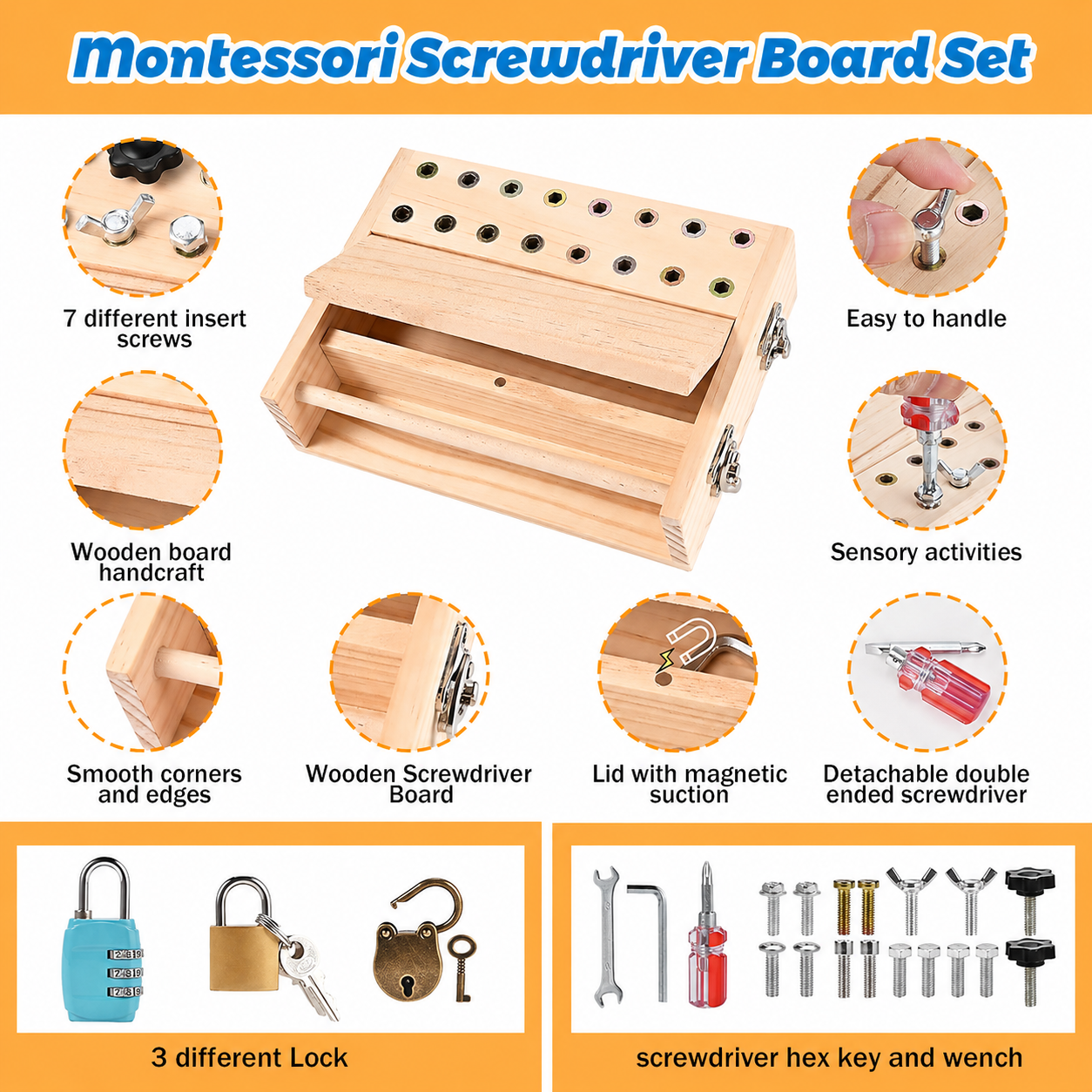 Montessori Screwdriver Board Set 18-in-1