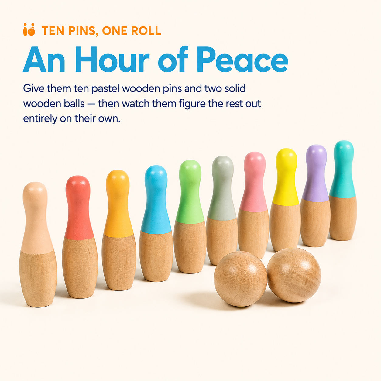 Montessori Rainbow Wooden Bowling Set