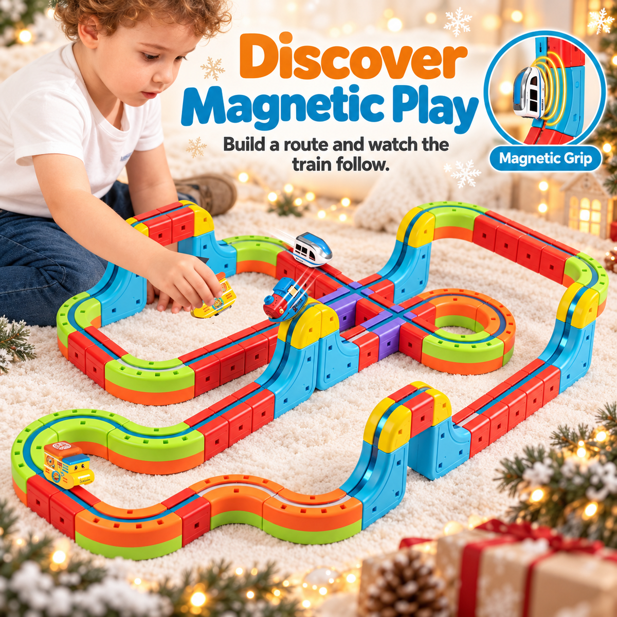 Montessori Christmas Express Magnetic Train Set - Project Montessori